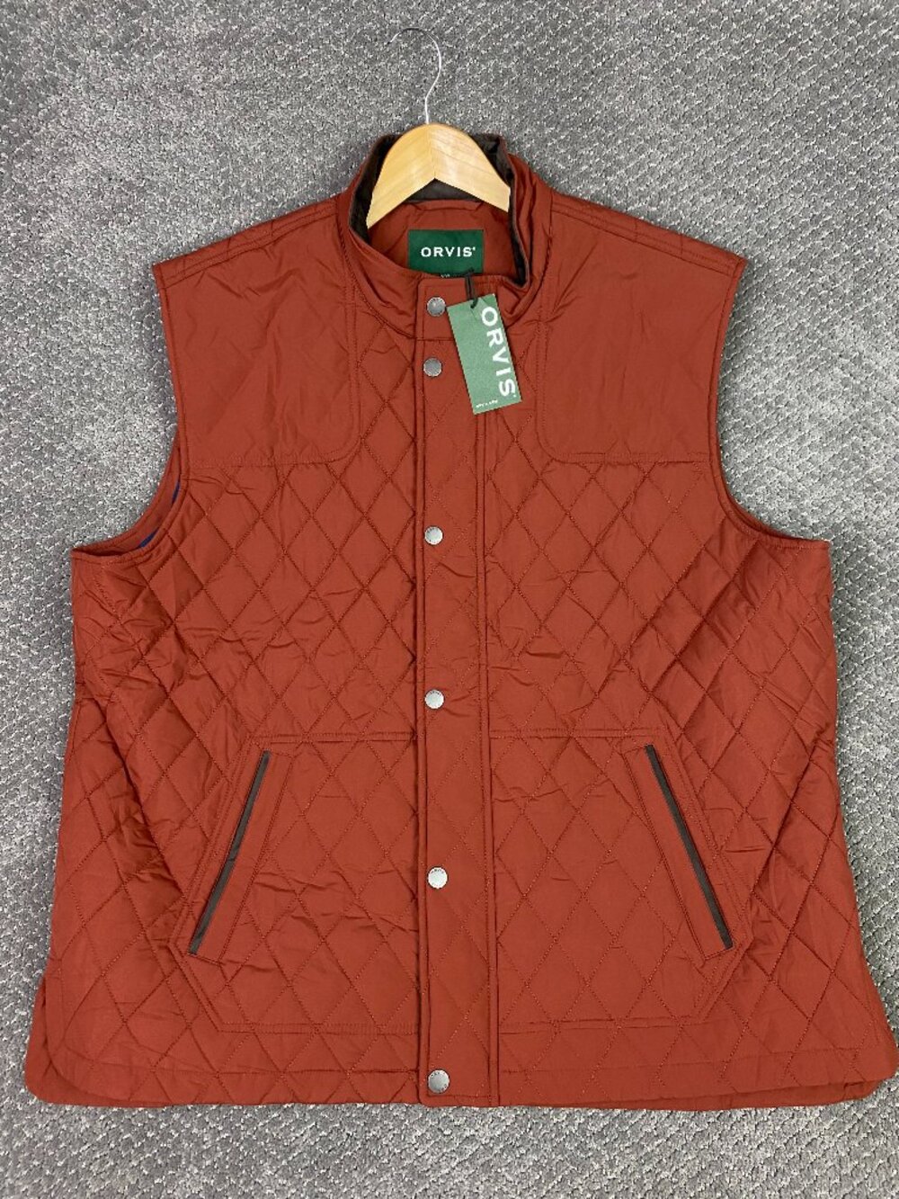 Orvis RT7 Quilted Vest Mens XXL Russet Rust Orange Route 7 Diamond Outdoor NEW